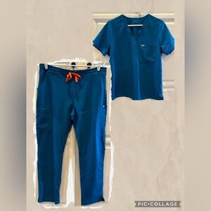 FIGS Alps Blue Scrub Set- Women’s Large Top and Pant